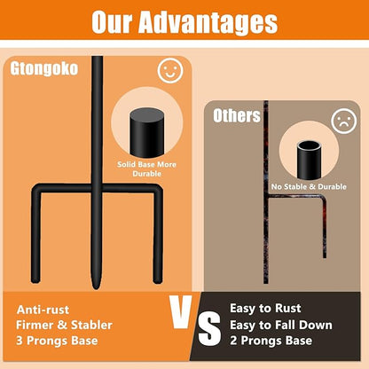 Gtongoko 8 Pack Shepherds Hooks for Outdoor 32 Inch Garden Hooks for Hanging Plants, Lanterns, Bird Feeders, Solar Lights, Mason Jars, Weddings Decor, Adjustable, Matte Black