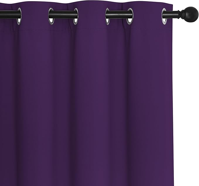 NICETOWN Room Darkening Short Curtain 54 inches Long for Living Room, Grommet Sound Reducing Thermal Insulated Curtains for Bedroom Nursery Window, 46W x 54L, 1 Piece, Royal Purple
