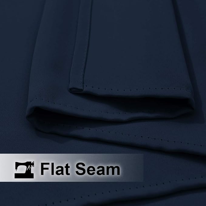 NICETOWN 2 Panels Patio Curtains for Outdoor Waterproof, Home Fashion Machine Washable Stainless Steel Ring Top Thermal Insulated Room Darkening Privacy for Balcony, 52" W x 108" L, Navy Blue