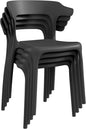 VECELO 4 Pack Plastic Stacking Chairs, Stackable Dining Chairs for Kitchen Restaurant Patio, Portable Indoor Outdoor Use, No Assembly Required, Black