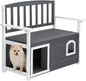 VINGLI Outdoor Storage Bench with Built-in Dog House, 2-in-1 Outdoor Waterproof Patio Bench with Pet Kennel for Patio Backyard Porch (Gray)