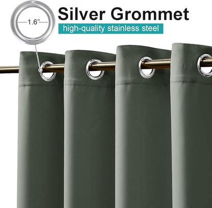 NICETOWN Indoor & Outdoor Curtains 95 inches Long, Morandi Waterproof Fbric Thermal Light Blocking Grommet Bathroom Window Treatments for Porch/Gazebo, W52 x L95, 1 Panel