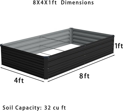 8x4x1ft(2 Pack) Galvanized Raised Garden Bed,Outdoor Planter Box Metal Patio Kit Planting Bed for Vegetables Flowers Herb,Black