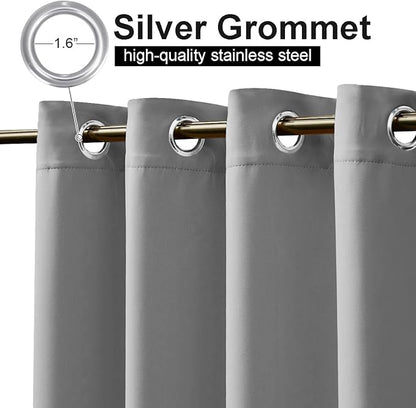 NICETOWN Outdoor Curtain Waterproof for Patio Extra Long, Windproof Thermal Insulated Top and Bottom Stainless Steel Grommets Blackout Outdoor Drape for Porch, Silver Grey, 1 Piece, W52 x L108