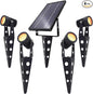 4-Spotlight Mini 50X Solar-Powered LED Spotlight (Warm White LED), Black Finish, Outdoor Garden Yard Landscape Downlight
