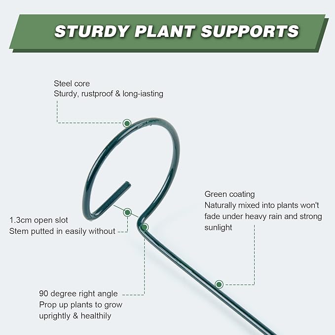 Joyhalo 12 Pack Plant Support Stakes 24 Inch, Plant Stakes, Flower Stakes with 24 Twist Ties, Garden Sticks for Plants Iris, Dahlia, Gladiolus, Amaryllis, Rose, Sunflower, Tomato, Sapling Etc