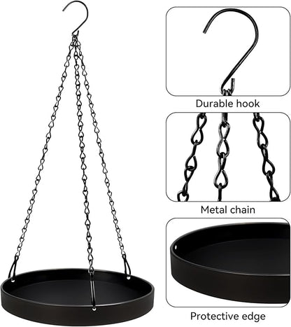 Plant Hanger Indoor Outdoor, Hanging Planter Baskets for Outdoor Indoor Plants, Hanging Plant Holder Tray for Plants, Metal Window Plant Hanger, Black Hanging Plant Shelf, 2 Pack