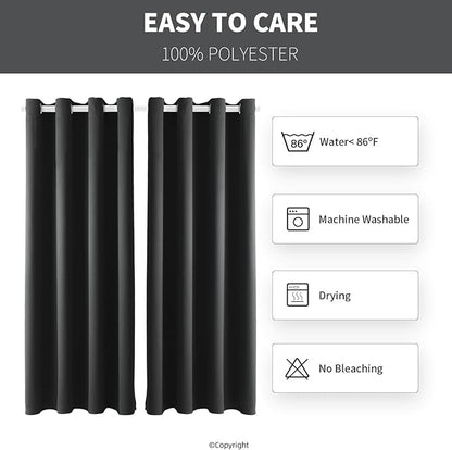 Water Proof Outside Curtains with Grommet Top for Porch, W52 x L120 Thermal Insulated Washable Outdoor Divider Drapes for Patio Gazebo Deck Pool Area Pergola Cabana (Dark Gray, 2 Panels)
