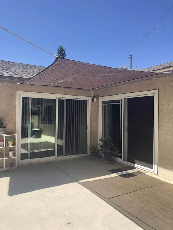 Eden's Decor Straight Flat-Edged Sun Shade Sail Rectangular 8' x 18' Brown UV-Blocking Outdoor Canopy Fabric Cloth Awning for Pergola Patio Garden Backyard Custom Size