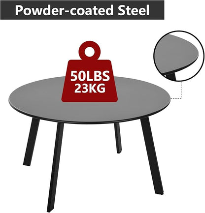 Outdoor Patio Coffee Table Set of 2, Weather Resistant End Table, Round Nesting Tables for Living Room Balcony Office,Black