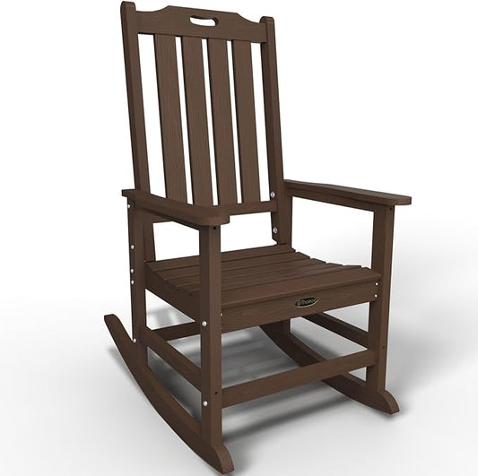 Oversized Rocking Chair, Outdoor Rocking Chair for Adults, All Weather Resistant Porch Rocker for Lawn Garden, Brown