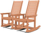 GREENVINES Outdoor Rocking Chairs | Set of 2 | Porch Rocker | HDPE Plastic | Teak | Oversized Rockers | High Back | Big & Tall | Ladder Back | for Patio Outside Backyard Balcony Garden