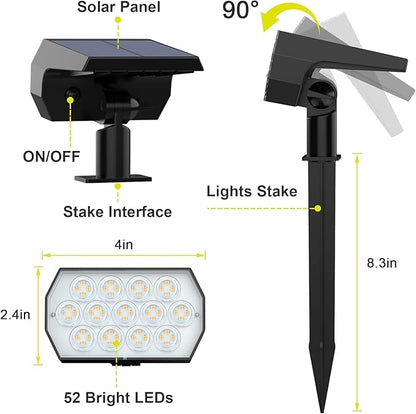 Solar Spot Lights Outdoor Waterproof IP65, [6 Pack/65 LED] 2-in-1 Solar Landscaping Spotlights, 3 Lighting Modes Solar Powered Garden Flood Light for Patio Pathway Driveway Yard Pool (Warm White)