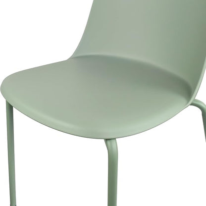 2xhome Modern Stackable Armless Dining Chair | Plastic Shell Seat with Metal Legs | Indoor or Outdoor Use | Home Kitchen Patio (1, Green, No Padding)