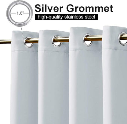 NICETOWN Privacy Outdoor Curtains for Patio Waterproof 2 Panels, Thermal Insulated Light Reducing Cold & Heat Block Rustproof Top & Bottom Grommet Windproof for Balcony, Greyish White, W84 x L95