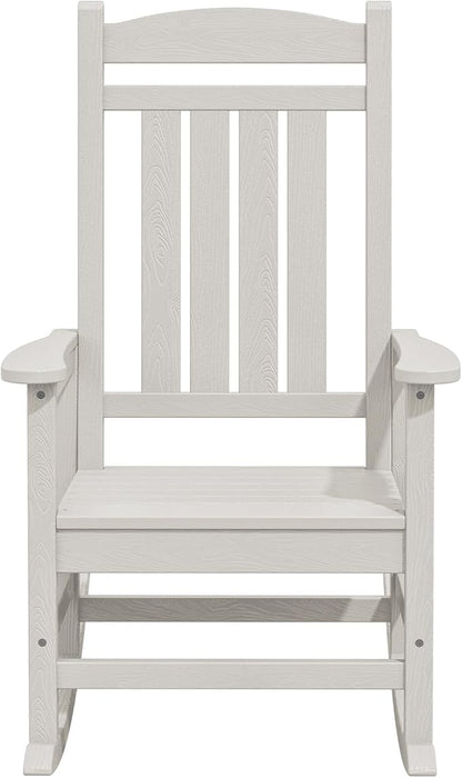 KINGYES Oversized Patio Rocking Chair Set of 2, High Density Polyethylene Outdoor Rocking Chairs with 330lbs Support for Adults, White