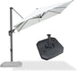 PURPLE LEAF 8 Feet Square Cantilever Umbrella Patio Umbrella with Base Outdoor Umbrella Aluminum Offset with 360-degree Rotation for Garden Deck Pool Patio White