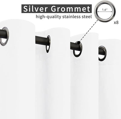 Easy-Going Linen Look Outdoor Curtains Waterproof Windproof Porch Curtains, Soft Thicken Outdoor Privacy Curtains for Patio, Gazebo, Grommet Top and Tab Bottom Drape, 1 Panel, 54x120 inch, White