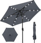 Best Choice Products 7.5ft Outdoor Solar Market Table Patio Umbrella for Deck, Pool w/Tilt, Crank, LED Lights - Slate