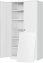 Yizosh Metal Storage Cabinet with Locking Doors and 5 Adjustable Shelves,- 72" Garage Storage White Steel Lockable File Cabinet for Office,Home,Garage