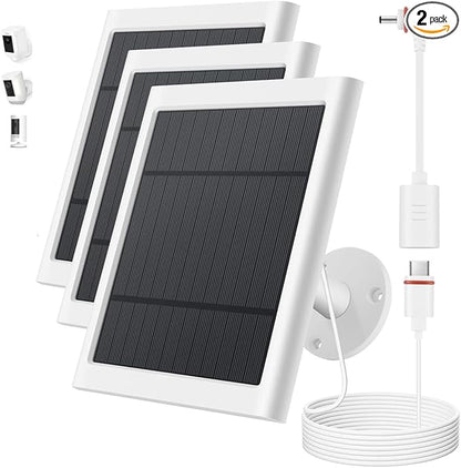 Solar Panel for Ring Camera, 3 Pack 4W Solar Charger Compatible with Rings Spotlight &All-New Stick Up Outdoor Cam Battery, 10ft Long Cable with USB-C to Ring Barrel Plug Adapter