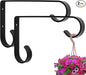 Metal Plant Hangers Outdoor - Wall Mounted Hanging Plant Bracket, 6 Inches, Set of 2, Ideal for Small Plants, Bird Feeders, Wind Chimes (Black)