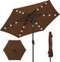 Best Choice Products 7.5ft Outdoor Solar Market Table Patio Umbrella for Deck, Pool w/Tilt, Crank, LED Lights - Brown