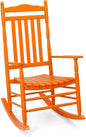 VINGLI Wooden Rocking Chair, Outdoor Chair with 450 lbs Support, Relaxing Rocker with Solid Wood High Back Seat Reclining Seat for Deck, Garden, Backyard, Porch, Indoor or Outdoor Use (Orange, 1PC)