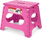 ACSTEP Folding Step Stool 11 Inch, Sturdy Plastic Foldable Step Stool for Kids & Adults, Non Slip Lightweight Collapsible Foot Stools Holds 300 lbs, Ideal for Kitchen, Bathroom, Bedroom, Rose red