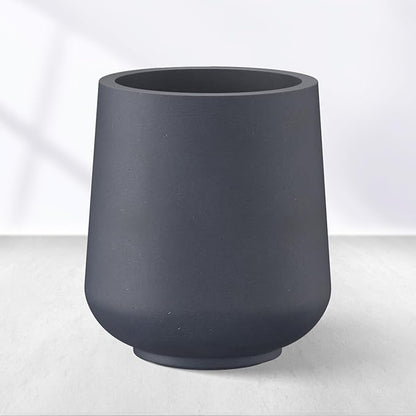 Kante 15.3" Dia Round Concrete Planter, Outdoor Indoor Large Plant Pots Containers with Drainage Hole and Rubber Plug for Home Garden Patio, Dark Gray