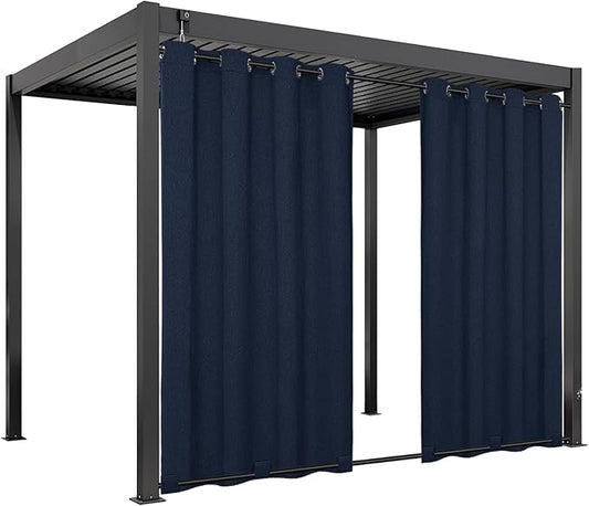 Easy-Going Linen Look Outdoor Curtains Waterproof Windproof Porch Curtains, Soft Thicken Outdoor Privacy Curtains for Patio, Gazebo, Grommet Top and Tab Bottom Drape, 1 Panel, 54x120 inch, Navy