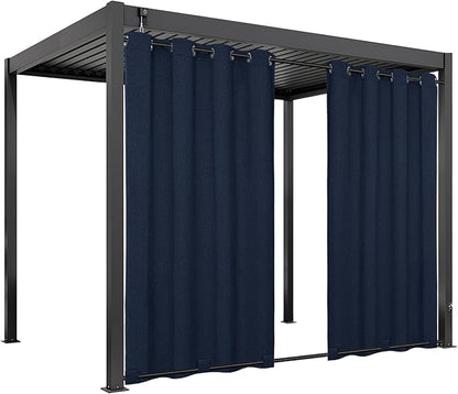 Easy-Going Linen Look Outdoor Curtains Waterproof Windproof Porch Curtains, Soft Thicken Outdoor Privacy Curtains for Patio, Gazebo, Grommet Top and Tab Bottom Drape, 1 Panel, 54x84 inch, Navy