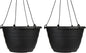 The HC Companies 13 Inch Wrapt Hanging Planters, Lightweight UV-Resistant Plastic Hanging Planters for Indoor & Outdoor Plants, 2-Pack Hanging Flower Pots for Garden, Patio & Home Decor, Black