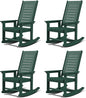 GREENVINES Outdoor Rocking Chairs | Set of 4 | Porch Rocker | HDPE Plastic | Forest | Oversized Rockers | High Back | Big & Tall | Ladder Back | for Patio Outside Backyard Balcony Garden