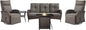 Belord 5 Piece Wicker Patio Furniture Set with 30" Propane Fire Pit Table, Outdoor Swivel Recliner Chairs with Adjustable Backrest & Footrest for Patio Conversation and Backyard Gathering