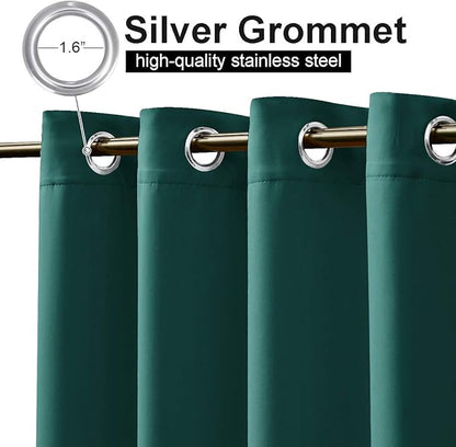 NICETOWN Outdoor Patio Curtain Extra Long Drape 108" L Waterproof/Windproof, Top and Bottom Stainless Steel Grommets Keep Warm in Winter, Privacy Protect for Yard/Porch, 52" W, 1 Panel, Hunter Green