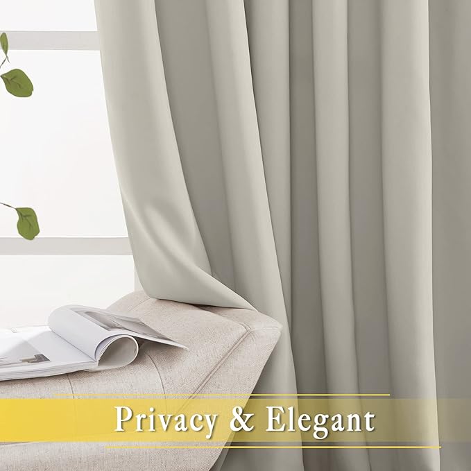 NICETOWN Room Divider Curtain 132 Inches Long, Wide Blackout Sliding Door Curtain for Bedroom, Room Darkening Privacy Window Curtain for Patio Door (1 Panel Set, Natural, 80 x 132 Inch)