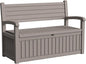80 Gallon Outdoor Storage Bench Deck Box Waterproof Lockable,Outdoor Storage Furniture for Patio,Garden and Porch,Tools and Cushions（Grey Stripe）