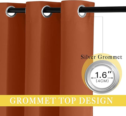 NICETOWN Blackout Curtain Drape for Bedroom - Light Reducing Thermal Insulated Solid Grommet Room Darkening Window Curtain 90 inches Long for Living Room (Burnt Orange, 1 Piece, W66 x L90)