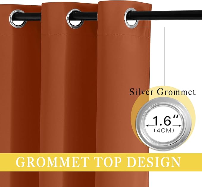 NICETOWN Room Divider Curtain 132 Inches Long, Wide Blackout Sliding Door Curtain for Bedroom, Room Darkening Privacy Window Curtain for Patio Door (1 Panel Set, Burnt Orange, 80 x 132 Inch)