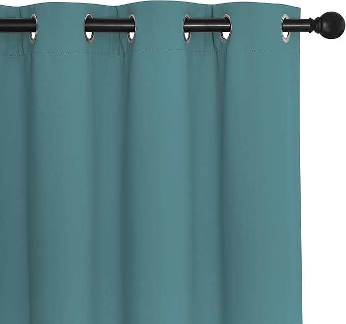 NICETOWN Room Darkening Short Curtain 54 inches Long for Living Room, Grommet Sound Reducing Thermal Insulated Curtains for Bedroom Nursery Window, 46W x 54L, 1 Piece, Sea Teal