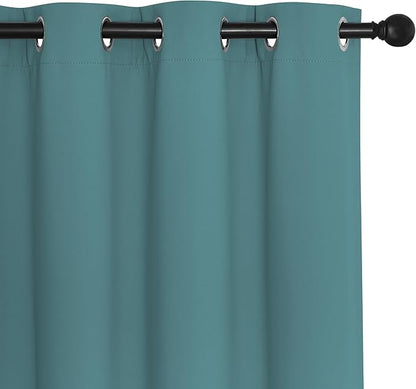 NICETOWN Blackout Curtains 120 inch Length for Sliding Glass Door, Grommet Thermal Insulated Room Darkening Sound Reducing Drapes for Room Divider, 1 Panel, W52 x L120, Sea Teal