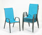 MAMIZO Patio Dining Chairs, Stackable All Weather Teslin Chair, Heavy Duty Outdoor Breathable Chairs Set, w/Armrests, Upgraded Chair FeetW/Strenthened Iron Spacers, 330 LBS (6, Turquoise Blue)