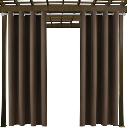 Outdoor Indoor Curtains W52 x L108 for Patio - Weather-resistant Window Panels Privacy Protect Grommet Top Thermal Insulated Home Curtain for Porch Pergola Lawn Garden Hot Tub Area (2 Panels)