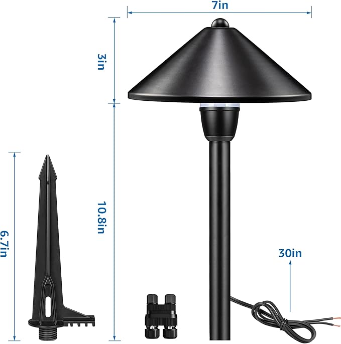 SUNVIE LED Low Voltage Pathway Lights 3W 3000K Pathway Lighting 12-24V Low Voltage Landscape Lights IP65 Waterproof Aluminum Landscape Path Lights for Yard Garden Walkway ETL Listed Cord, 4 Pack