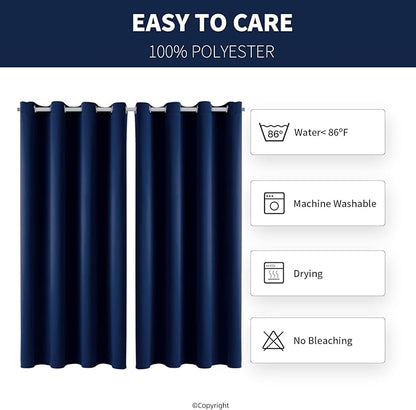 Waterproof Outdoor Curtain W52 x L84 - Grommet Top Sunlight Blocking Window Treatment Drapes Blackout Curtains for Home Bedroom Living Room Outdoor Patio Porch Pergola Cabana Gazebo (Navy, 2 Panels)