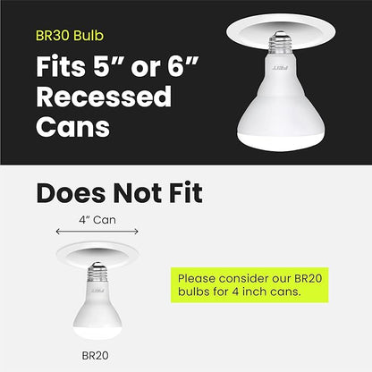 Feit Electric BR30 LED Light Bulb, 65W Equivalent, Dimmable, 650 Lumens, E26 Standard Base, 2700K Soft White, 90 CRI, Recessed Can Light Bulbs, 12-Year Lifetime, BR30DM927CA10K/MP/12, 12 Pack