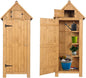 Outvita Outdoor Storage Cabinet, 70in Wooden Vertical Garden Tools Shed, Patio Storage Organizer with Latch & Waterproof Roof for Yard Deck Lawn Farmland Equipment(Natural)