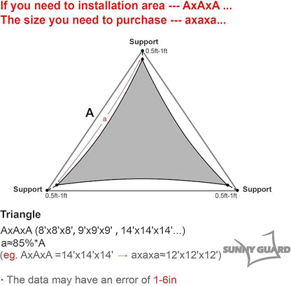 SUNNY GUARD Waterproof Sun Shade Sail 8'x8'x8' Sand Triangle UV Block Sunshade for Backyard Yard Deck Patio Garden Outdoor Activities and Facility(Customized)