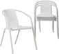 VINGLI PE Rattan Outdoor Dining Chairs Set of 4, Plastic Stackable Patio Chairs for Indoor, Porch, Restaurant, Garden, White